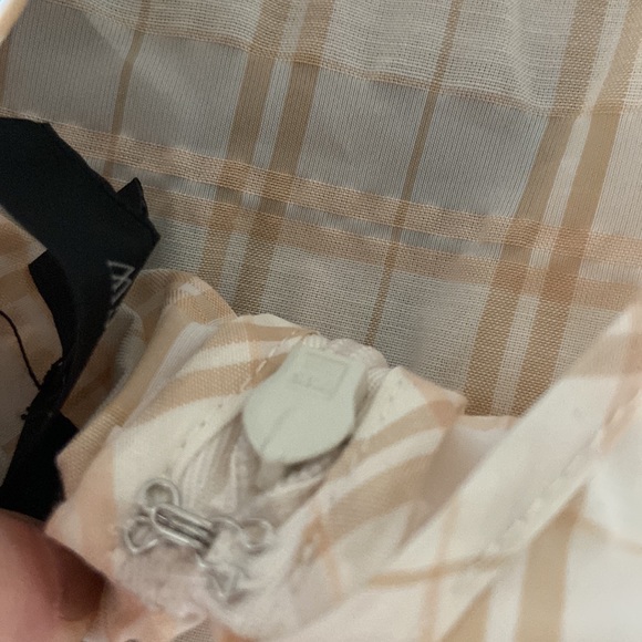 J. Crew V Back Puffed Sleeve in a textured Plaid. New, without tags. Cream, tan - Picture 14 of 15